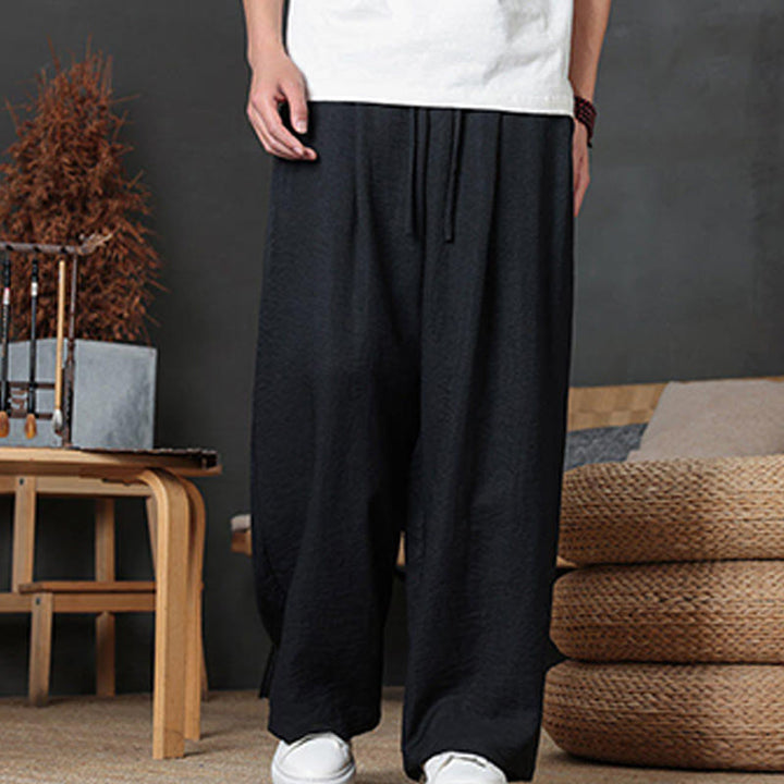Spodnie męskie Buddha Stones Casual Plain Color Drawstring Design z kieszeniami - image 35