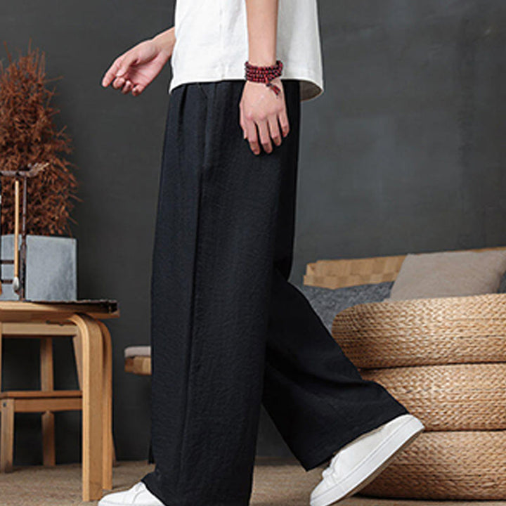 Spodnie męskie Buddha Stones Casual Plain Color Drawstring Design z kieszeniami - image 40