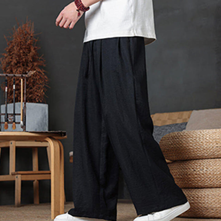 Spodnie męskie Buddha Stones Casual Plain Color Drawstring Design z kieszeniami - image 38