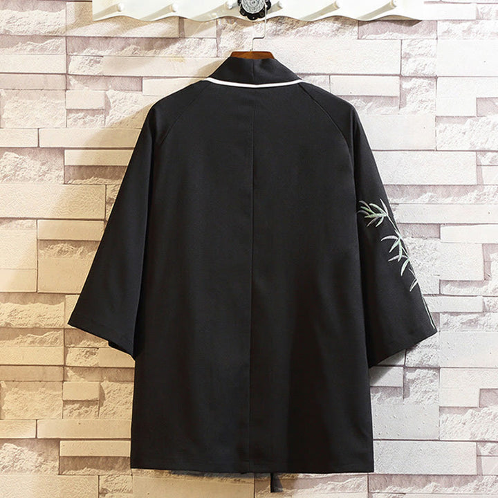 Kamienie Buddha Stones Smok Feniks Pomyślna Chmura Fale Liście Żurawie Otwarty Przód Kurtka Męska Kimono - image 15