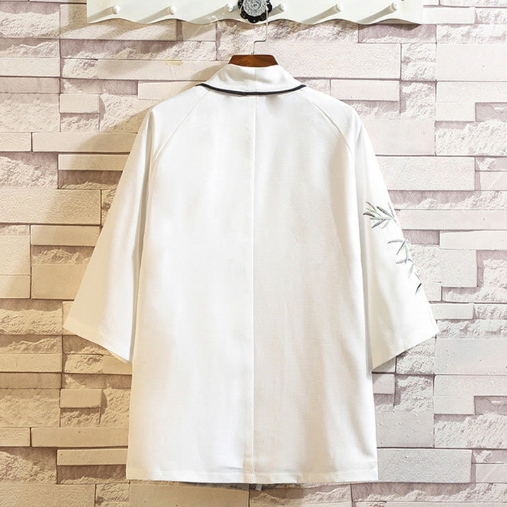 Kamienie Buddha Stones Smok Feniks Pomyślna Chmura Fale Liście Żurawie Otwarty Przód Kurtka Męska Kimono - image 17