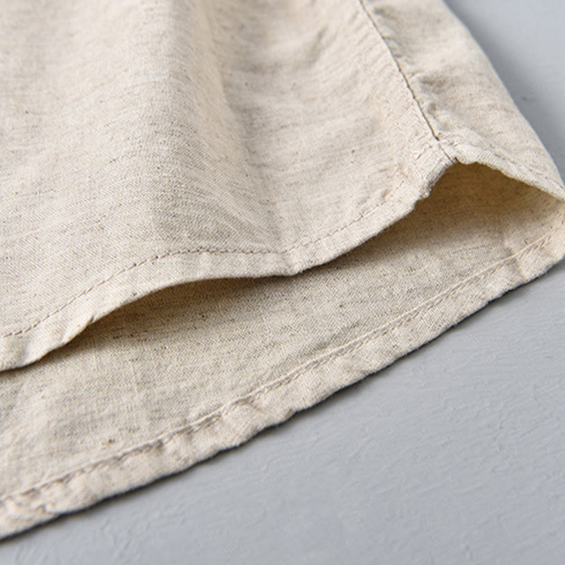 Koszula męska z krótkim rękawem z bawełny i lnu z krótkim rękawem i krótkim rękawem w jednolitym kolorze z kolekcji Buddha Stones Summer - image 9