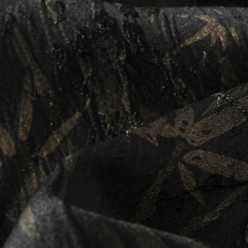 Koszula męska z lnianego materiału Buddha Stones Summer Golden Bamboo Jacquard Half Sleeve - image 7