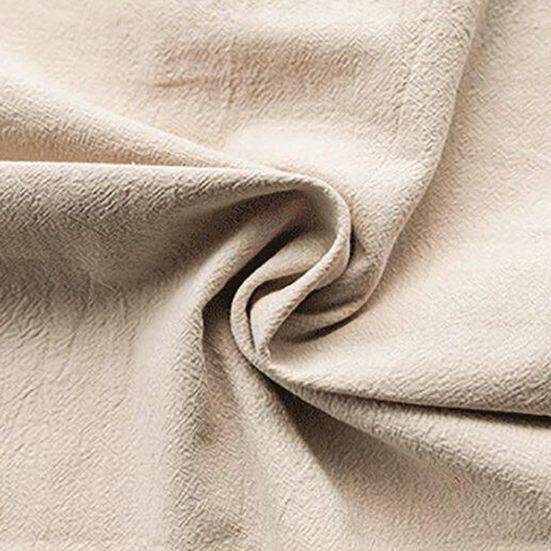 Buddha Stones Jednokolorowy garnitur Tang z żabą i guzikami Męska koszula lniana z krótkim rękawem i kieszeniami - image 1