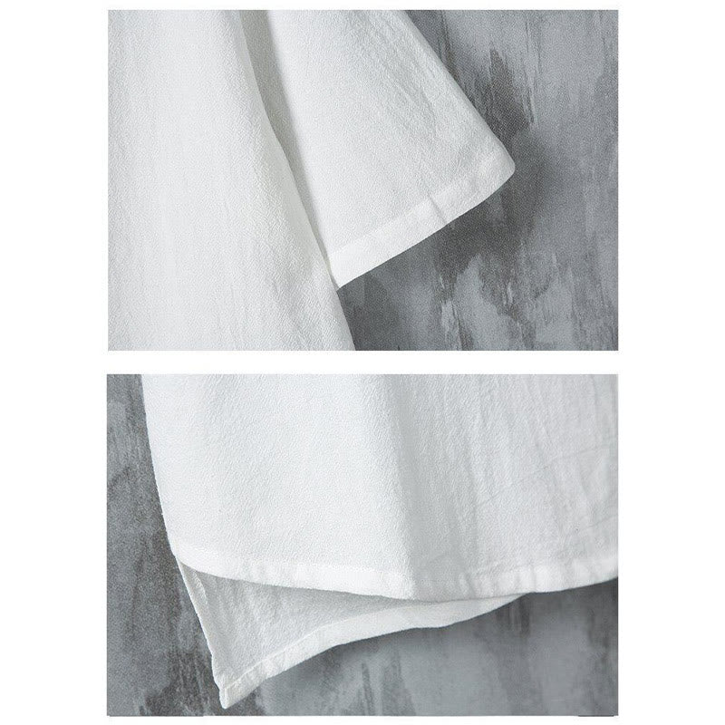 Koszula męska z krótkim rękawem z bawełny Buddha Stones Summer Plain Tang Suit z żabim guzikiem - image 6