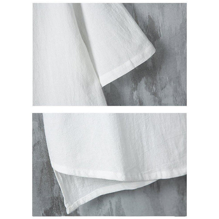 Koszula męska z krótkim rękawem z bawełny Buddha Stones Summer Plain Tang Suit z żabim guzikiem - image 6