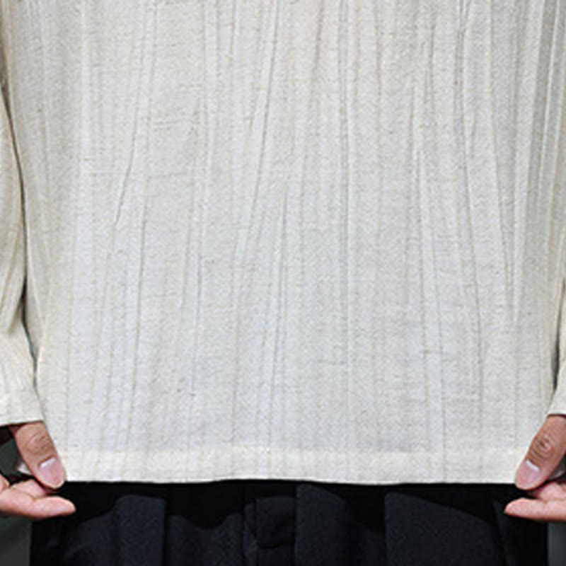 Koszula męska lniana z długim rękawem i dekoltem w serek Buddha Stones - image 19