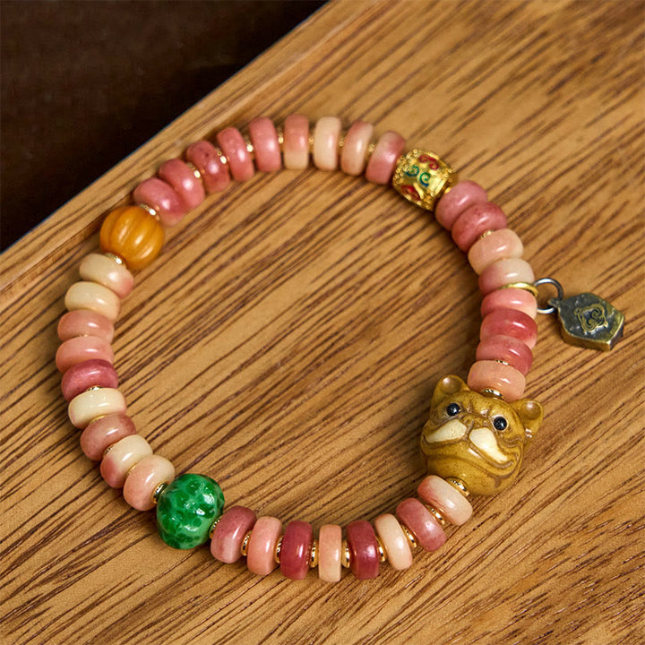 Buddha Stones Naturalne Tybetańskie Wielbłądzie Kość Fioletowe Koraliki Krwi Mops Bransoletka Szczęścia