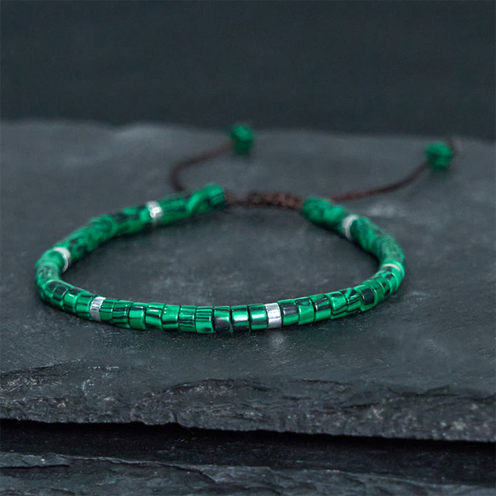 Bransoletka z koralików dystansowych Buddha Stones Malachite Anti-Anxiety
