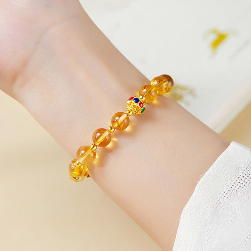 Bransoletka ochronna z Buddha Stones 925 ze srebra próby 925 Fu Character Citrine Tiger Eye - image 9