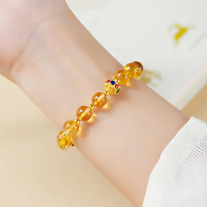 Bransoletka ochronna z Buddha Stones 925 ze srebra próby 925 Fu Character Citrine Tiger Eye - image 9