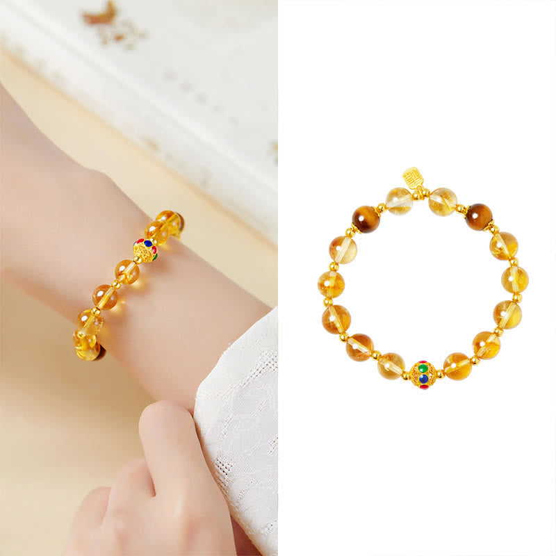 Bransoletka ochronna z Buddha Stones 925 ze srebra próby 925 Fu Character Citrine Tiger Eye - image 11