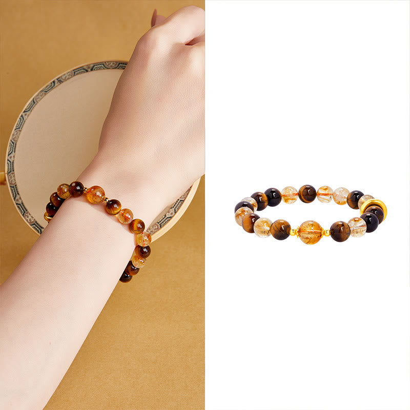 Bransoletka ochronna Buddha Stones 999 Sterling Silver Natural Citrine Tiger Eye Peace Buckle - image 11