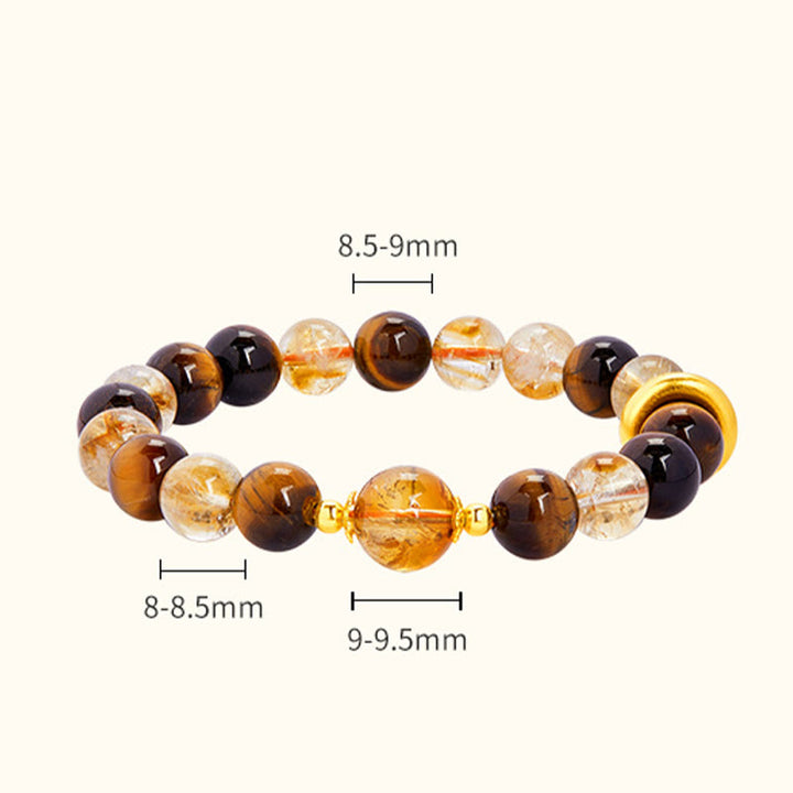 Bransoletka ochronna Buddha Stones 999 Sterling Silver Natural Citrine Tiger Eye Peace Buckle - image 4