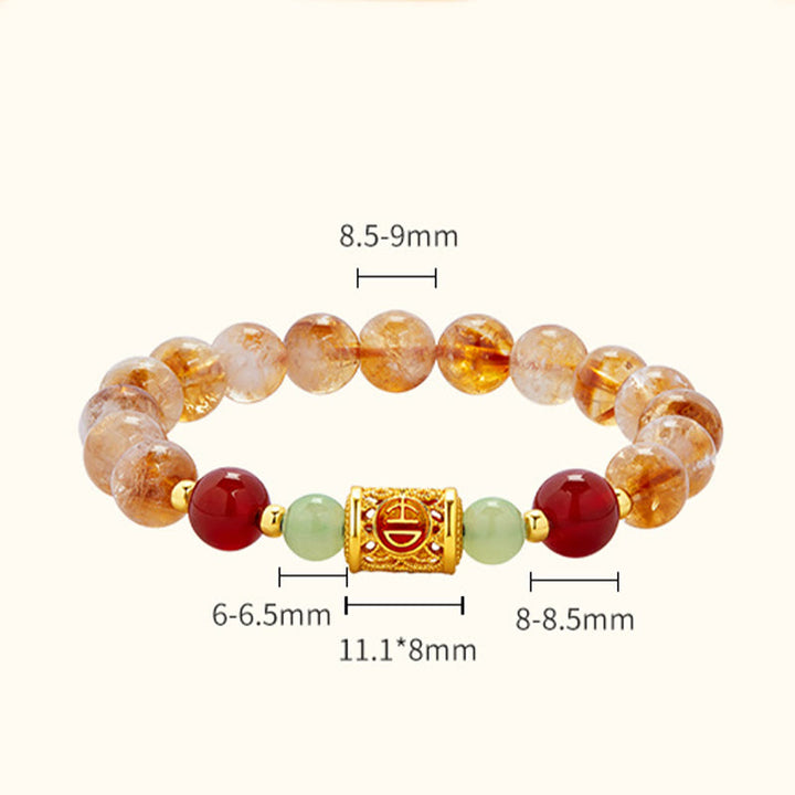 Buddha Stones 999 Srebro Sterling Naturalny Cytryn Czerwony Agat Hetian Jade Koraliki Bransoletka Ochronna