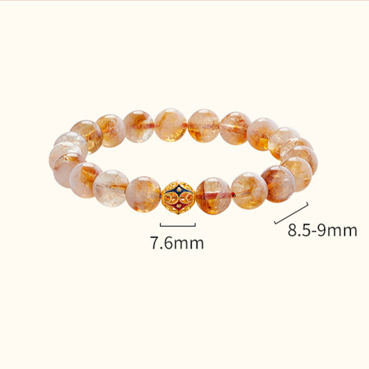 Buddha Stones 999 Srebro Sterling Naturalne Cytrynowe Kule Kwiatowe Koraliki Bransoletka Ochronna