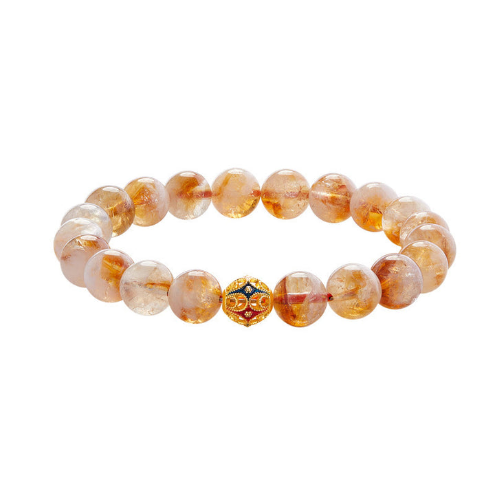 Buddha Stones 999 Srebro Sterling Naturalne Cytrynowe Kule Kwiatowe Koraliki Bransoletka Ochronna