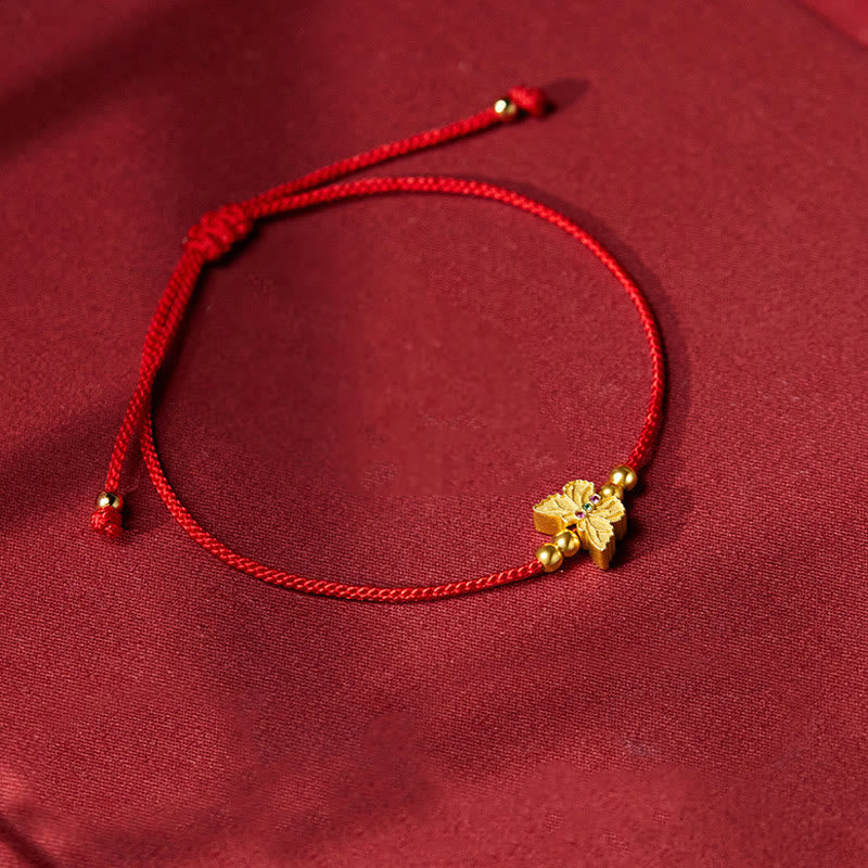 Buddha Stones Bransoletka ze srebra próby 999 z motylem i czerwonym sznurkiem - image 2