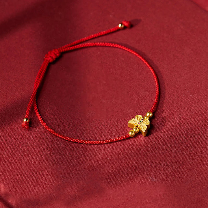 Buddha Stones Bransoletka ze srebra próby 999 z motylem i czerwonym sznurkiem - image 2