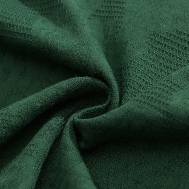 Koszula męska z krótkim rękawem z bawełny i lnu w stylu retro z motywem żaby i kwiatowym wzorem w kwiaty Buddha Stones Retro Pure Color - image 11