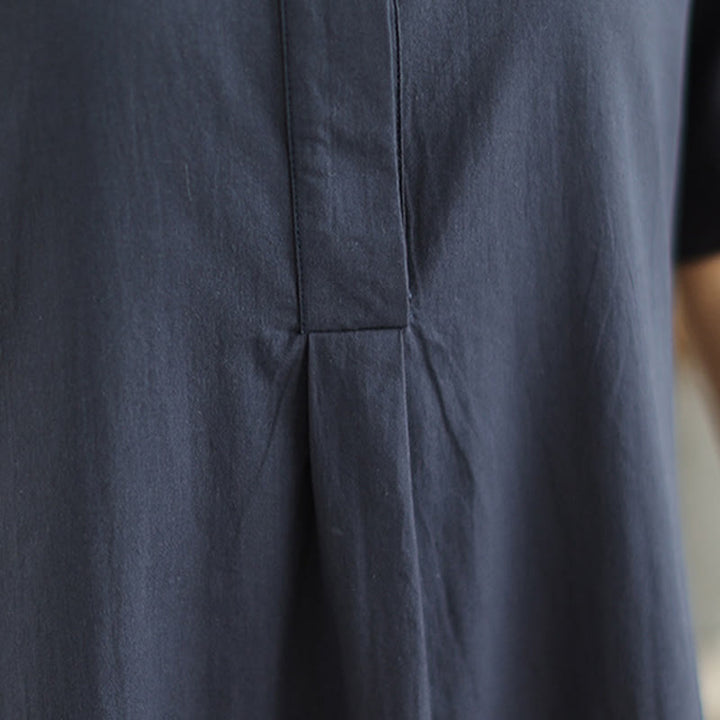 Sukienka midi z bawełny Buddha Stones Commute w kratkę, prosty design, z krótkim rękawem i kieszeniami - image 9