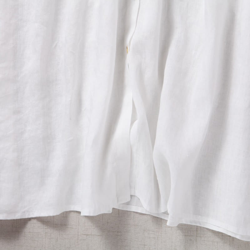 Buddha Stones Jesień Vintage Haft Guzik Ściągacz Projekt Bawełna Len Długi Rękaw Midi Sukienka Z Kieszeniami - image 16