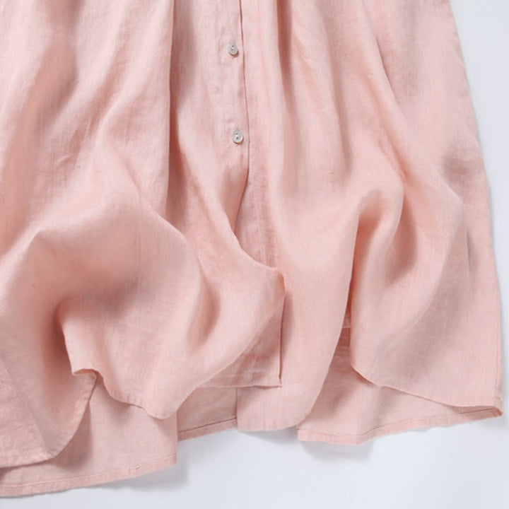 Buddha Stones Jesień Vintage Haft Guzik Ściągacz Projekt Bawełna Len Długi Rękaw Midi Sukienka Z Kieszeniami - image 12