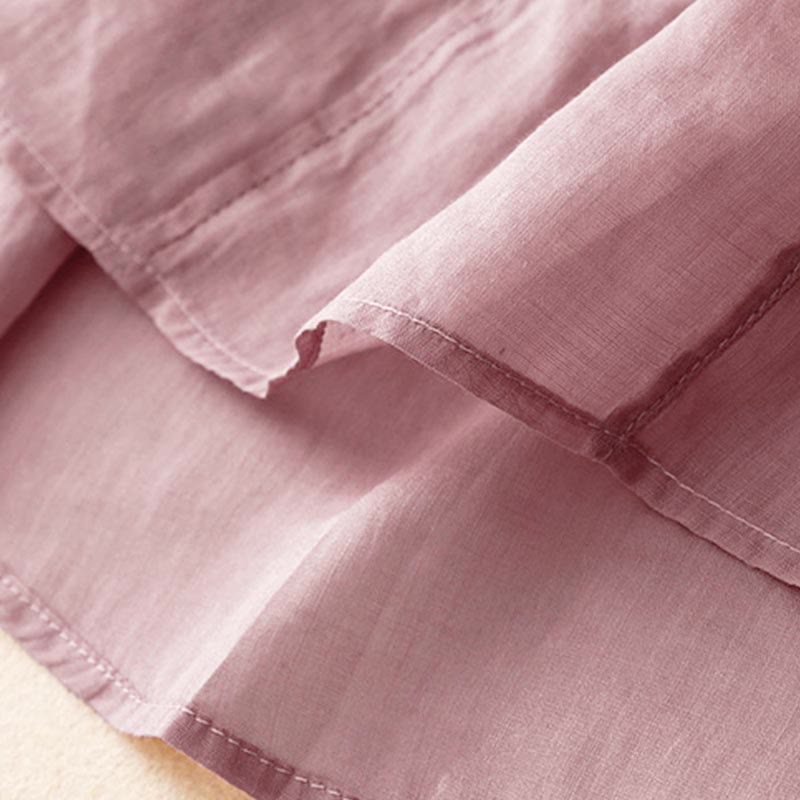 Koszula damska z krótkim rękawem i dekoltem w serek Buddha Stones Casual Plain Embroidery Willow Leaf - image 6