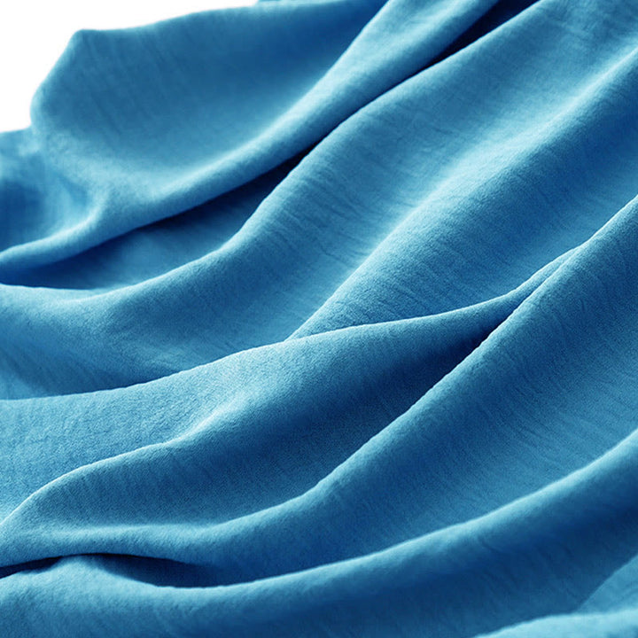 Buddha Stones Casual Plain Handmade Lace-up Midi Dress Cotton Linen Sukienka bez rękawów z kieszeniami - image 10