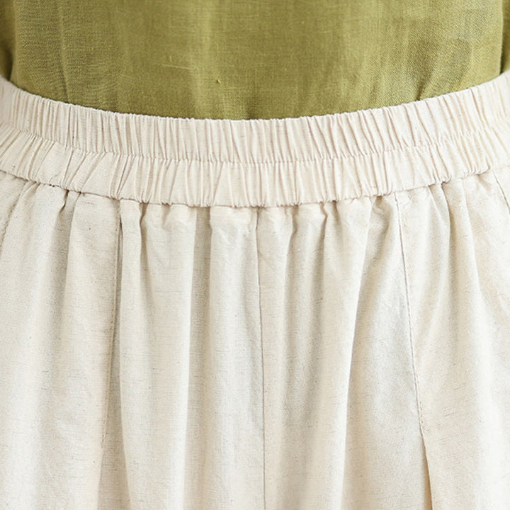 Buddha Stones Commute Proste Koronkowe Wzory 7-8 Długość Damskie Szerokie Nogawki Spodnie Bawełniane Lniane Z Kieszeniami - image 8