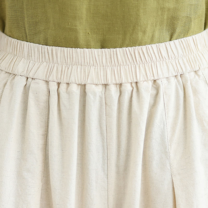 Buddha Stones Commute Proste Koronkowe Wzory 7-8 Długość Damskie Szerokie Nogawki Spodnie Bawełniane Lniane Z Kieszeniami - image 8