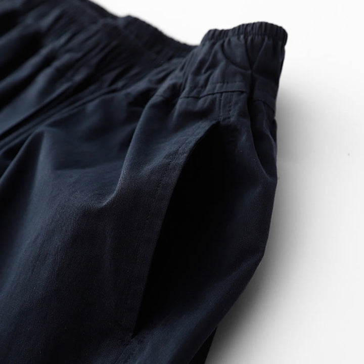 Buddha Stones Spring Commute Jednokolorowe damskie spodnie z wysokim stanem i szerokimi nogawkami z bawełny i lnu z kieszeniami - image 13