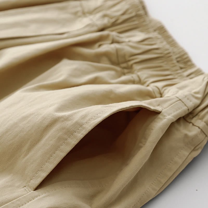 Buddha Stones Spring Commute Jednokolorowe damskie spodnie z wysokim stanem i szerokimi nogawkami z bawełny i lnu z kieszeniami - image 19