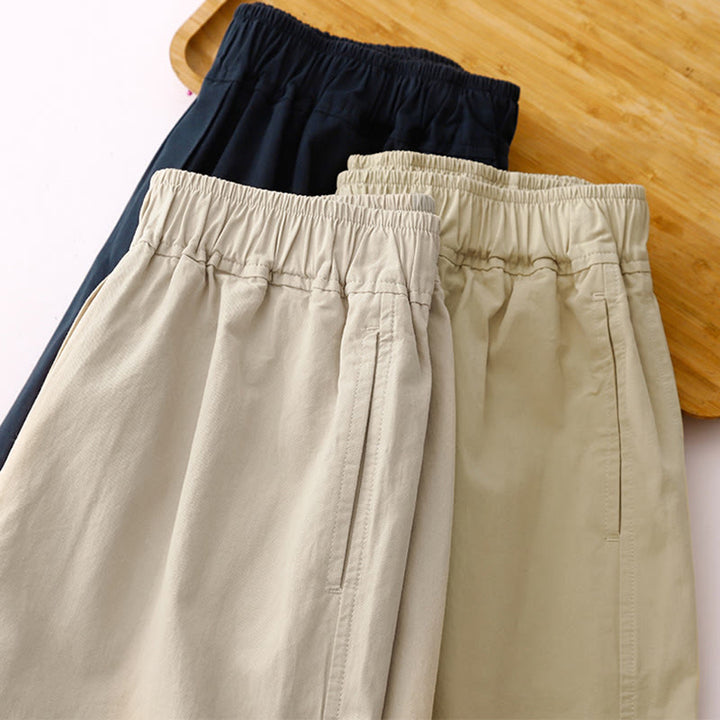 Buddha Stones Spring Commute Jednokolorowe damskie spodnie z wysokim stanem i szerokimi nogawkami z bawełny i lnu z kieszeniami - image 27