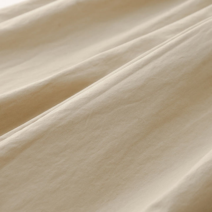 Buddha Stones Spring Commute Jednokolorowe damskie spodnie z wysokim stanem i szerokimi nogawkami z bawełny i lnu z kieszeniami