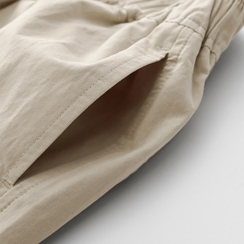 Buddha Stones Spring Commute Jednokolorowe damskie spodnie z wysokim stanem i szerokimi nogawkami z bawełny i lnu z kieszeniami - image 5