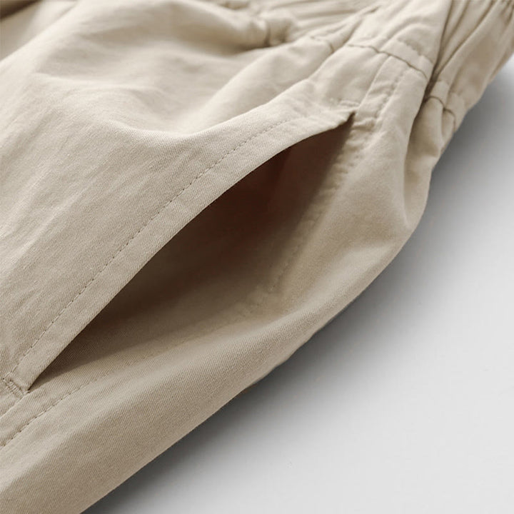 Buddha Stones Spring Commute Jednokolorowe damskie spodnie z wysokim stanem i szerokimi nogawkami z bawełny i lnu z kieszeniami - image 5