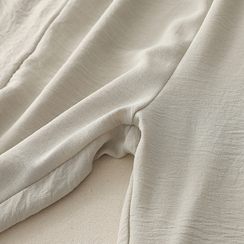 Buddha Stones Commute Casual Plain Frog-Button Design Damskie Haremowe Spodnie Bawełniane Lniane 7-8 Długość Z Kieszeniami - image 7