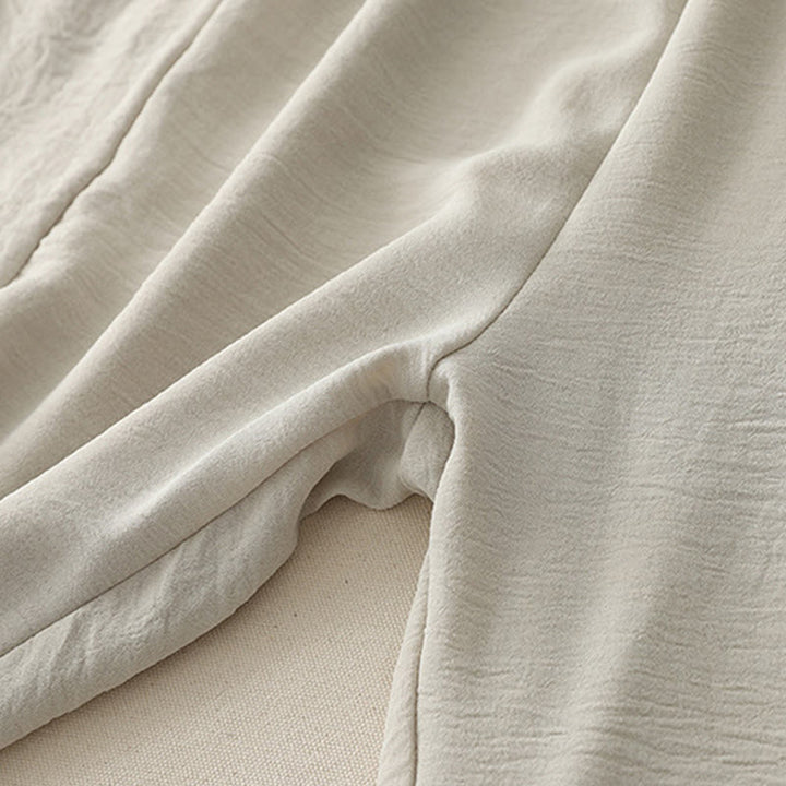 Buddha Stones Commute Casual Plain Frog-Button Design Damskie Haremowe Spodnie Bawełniane Lniane 7-8 Długość Z Kieszeniami - image 7