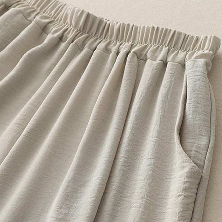 Buddha Stones Commute Casual Plain Frog-Button Design Damskie Haremowe Spodnie Bawełniane Lniane 7-8 Długość Z Kieszeniami - image 4