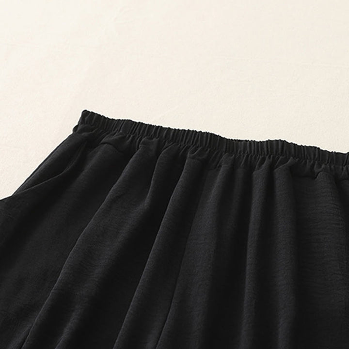 Buddha Stones Commute Casual Plain Frog-Button Design Damskie Haremowe Spodnie Bawełniane Lniane 7-8 Długość Z Kieszeniami - image 10