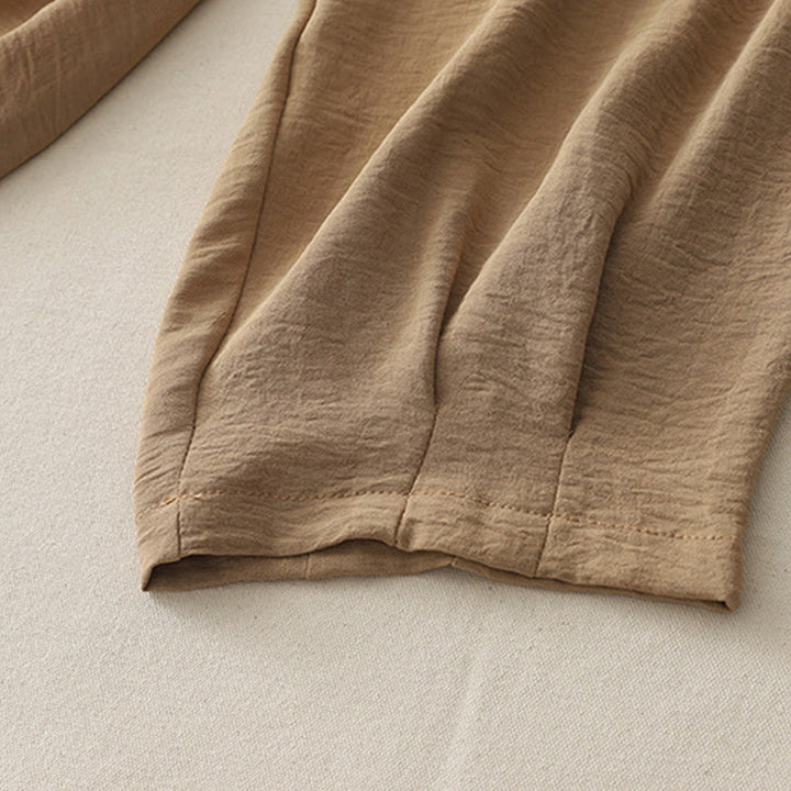 Buddha Stones Commute Casual Plain Frog-Button Design Damskie Haremowe Spodnie Bawełniane Lniane 7-8 Długość Z Kieszeniami - image 16