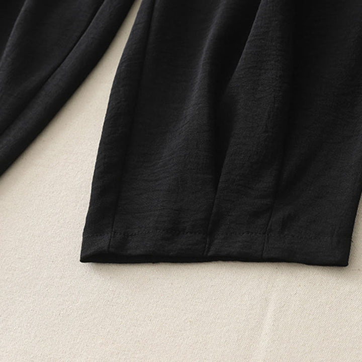 Buddha Stones Commute Casual Plain Frog-Button Design Damskie Haremowe Spodnie Bawełniane Lniane 7-8 Długość Z Kieszeniami - image 12