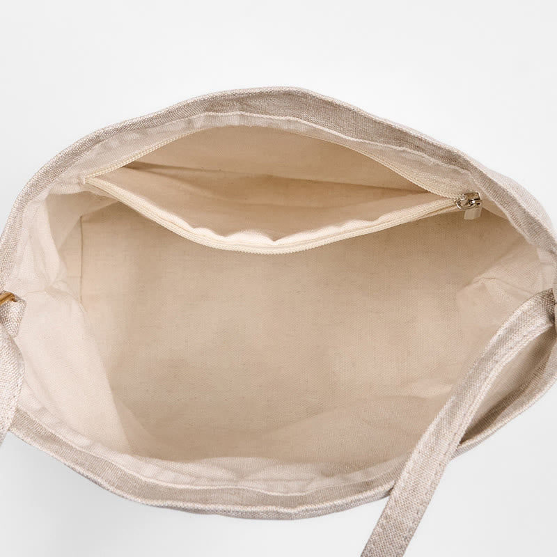 Buddha Stones haftowana beżowa orchidea trawa bawełniana lniana torba typu crossbody torba na ramię