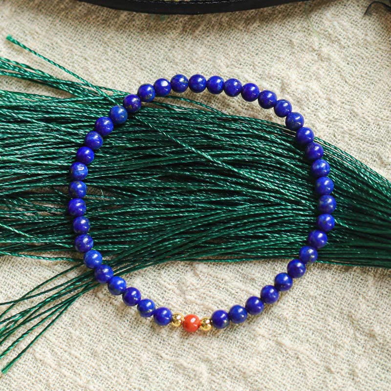Bransoletka z Buddha Stones, małych lazurytów, lapis lazuli, cynobru, ultracienkich koralików - image 2