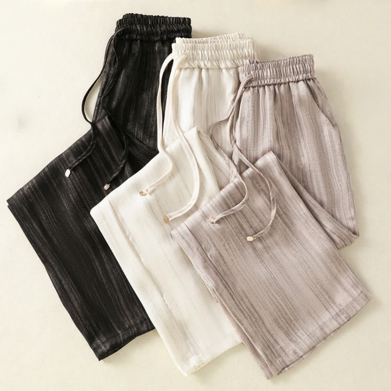 Buddha Stones Artystyczne Swobodne Pionowe Linie Wzór Ściągacz Do Kostki Spodnie Damskie Z Kieszeniami - image 24