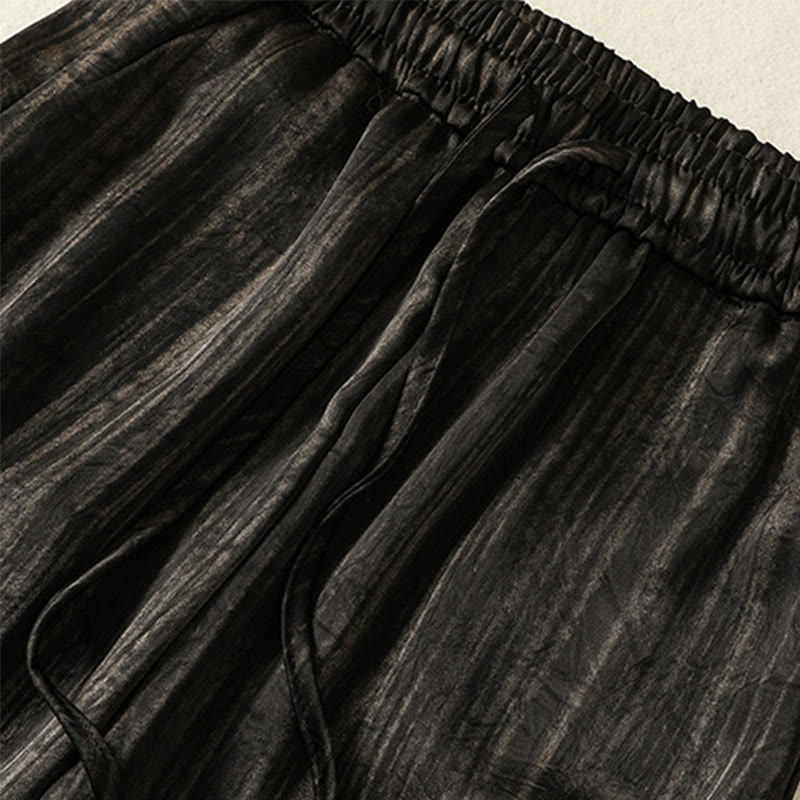 Buddha Stones Artystyczne Swobodne Pionowe Linie Wzór Ściągacz Do Kostki Spodnie Damskie Z Kieszeniami - image 12