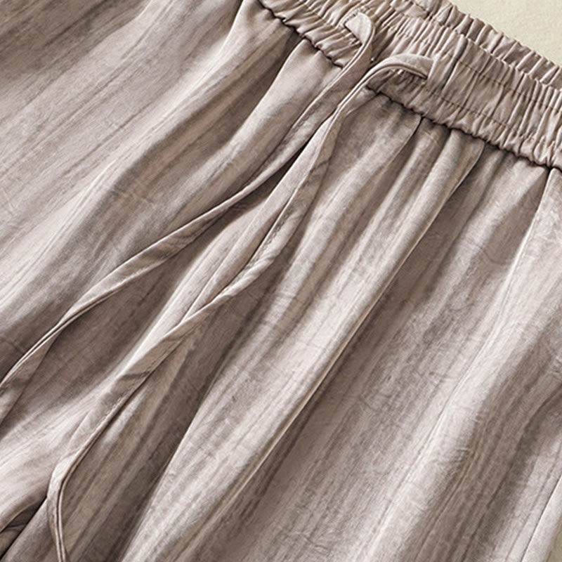 Buddha Stones Artystyczne Swobodne Pionowe Linie Wzór Ściągacz Do Kostki Spodnie Damskie Z Kieszeniami - image 20