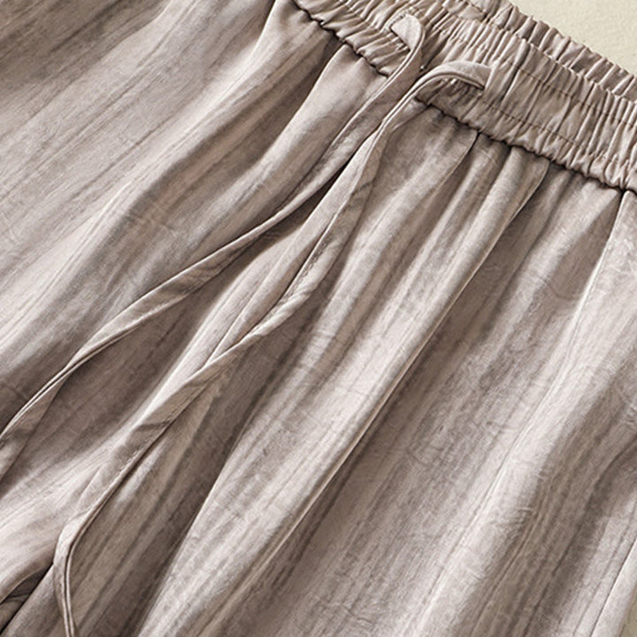 Buddha Stones Artystyczne Swobodne Pionowe Linie Wzór Ściągacz Do Kostki Spodnie Damskie Z Kieszeniami - image 20