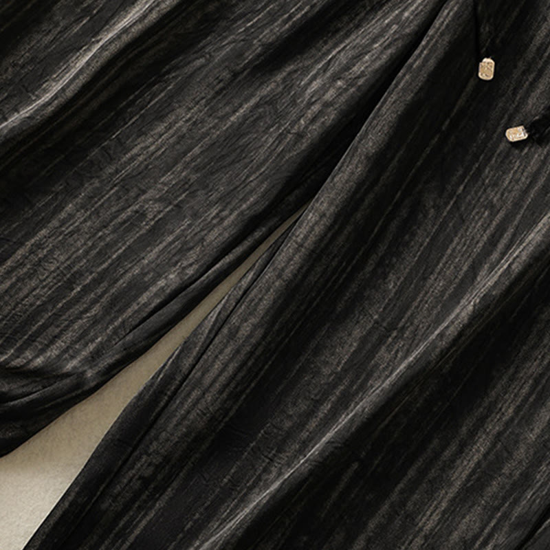 Buddha Stones Artystyczne Swobodne Pionowe Linie Wzór Ściągacz Do Kostki Spodnie Damskie Z Kieszeniami - image 14